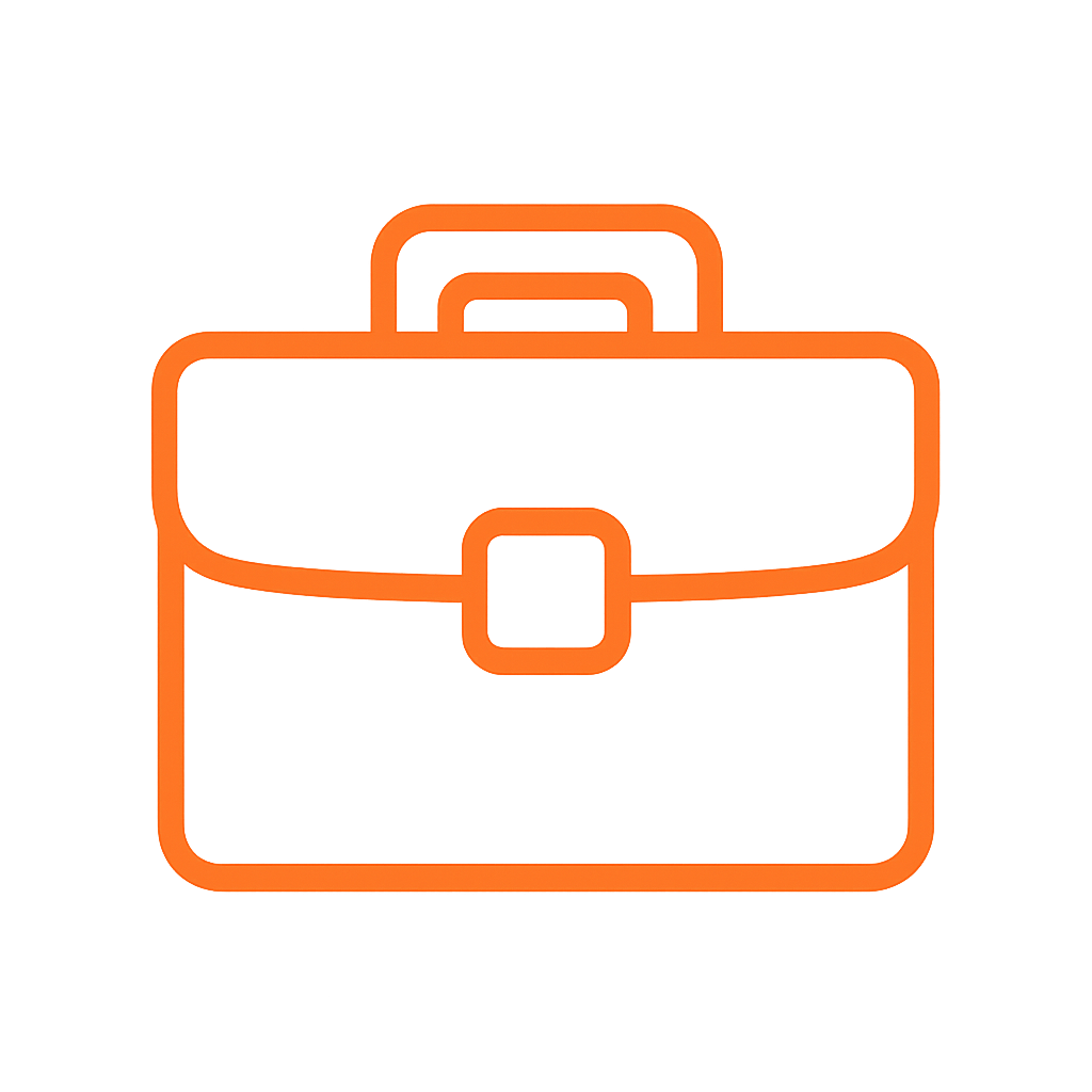 lineart on brand orange icon of job position type like full time or part time like a simple briefcase png no background-1