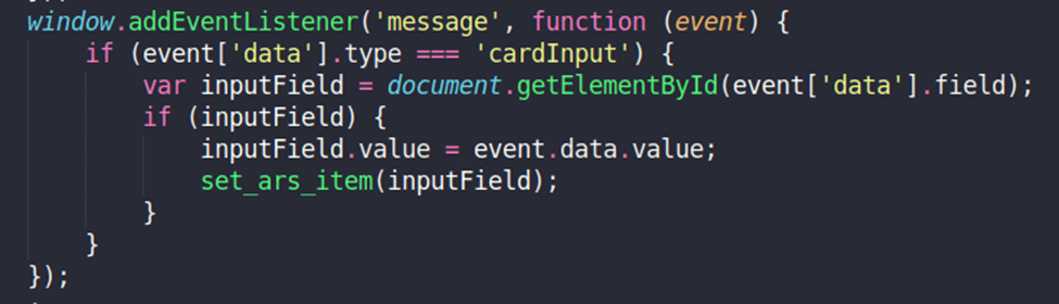 Trinity Cyber Jan Tech Blog -Formjacking code for additional card skimming functionality