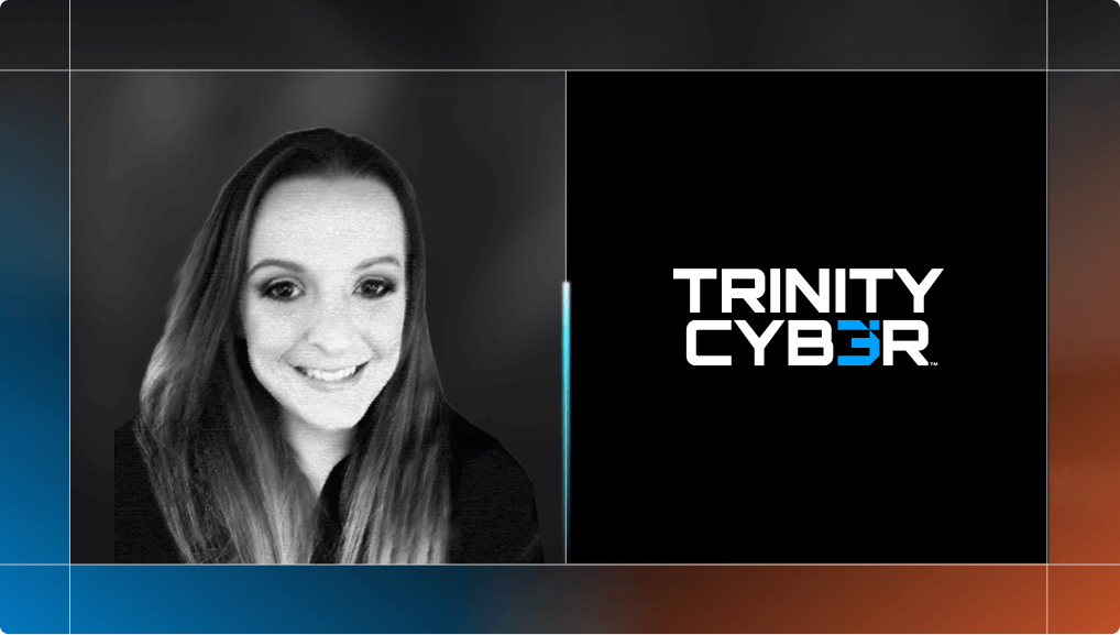 Steffanie Knell headshot and trinity cyber logo