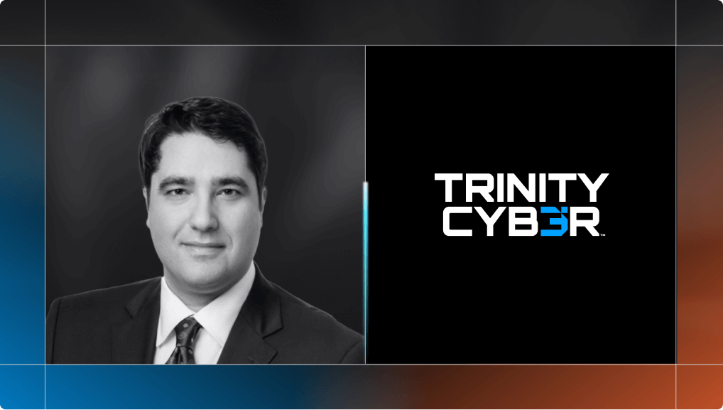 Daniel Amirsoltani headshot and trinity cyber logo
