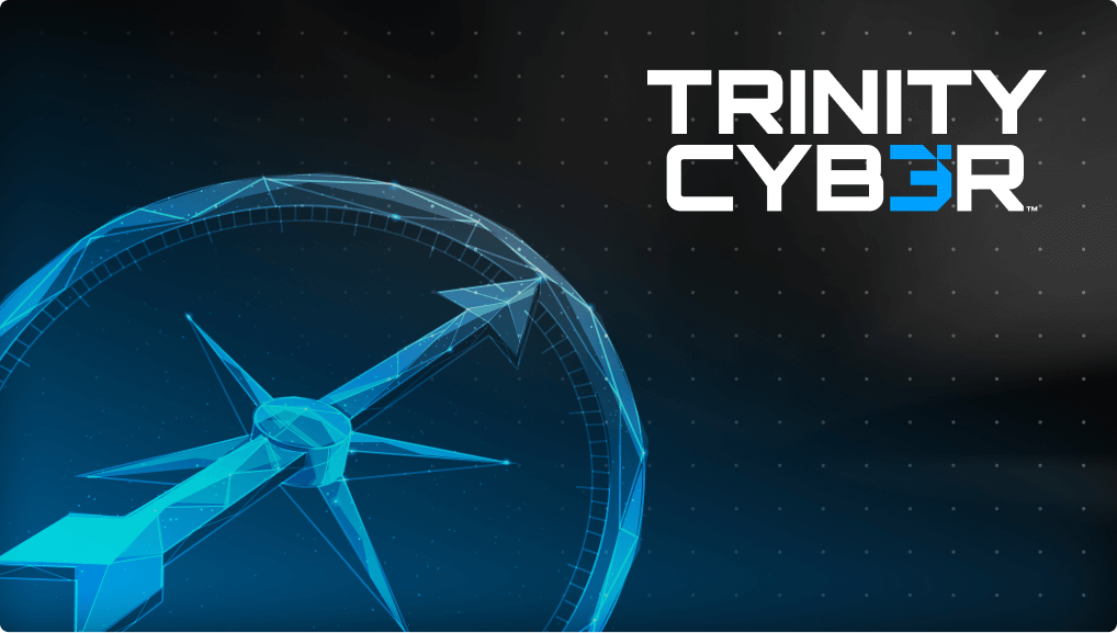 trinity cyber logo and a blue compass